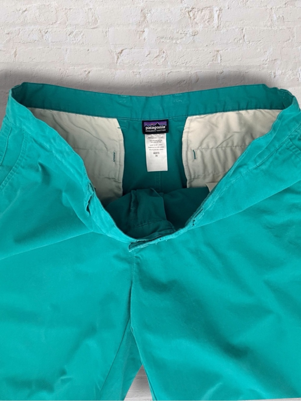 Patagonia Organic Cotton Chino Shorts Men’s 36 Teal Green Flat Front Casual - Picture 6 of 8